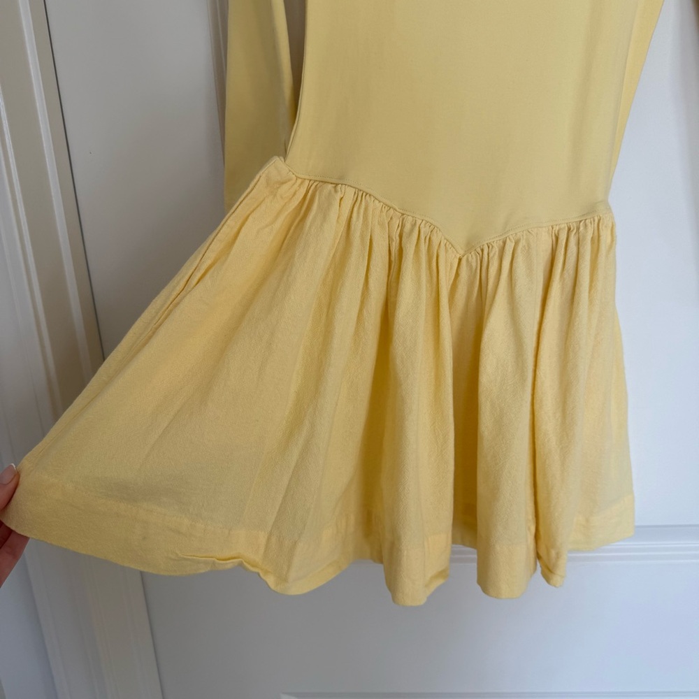 Free People Onda Drop Waist Long Sleeve Mini Dress-Yellow - Picture 7 of 13
